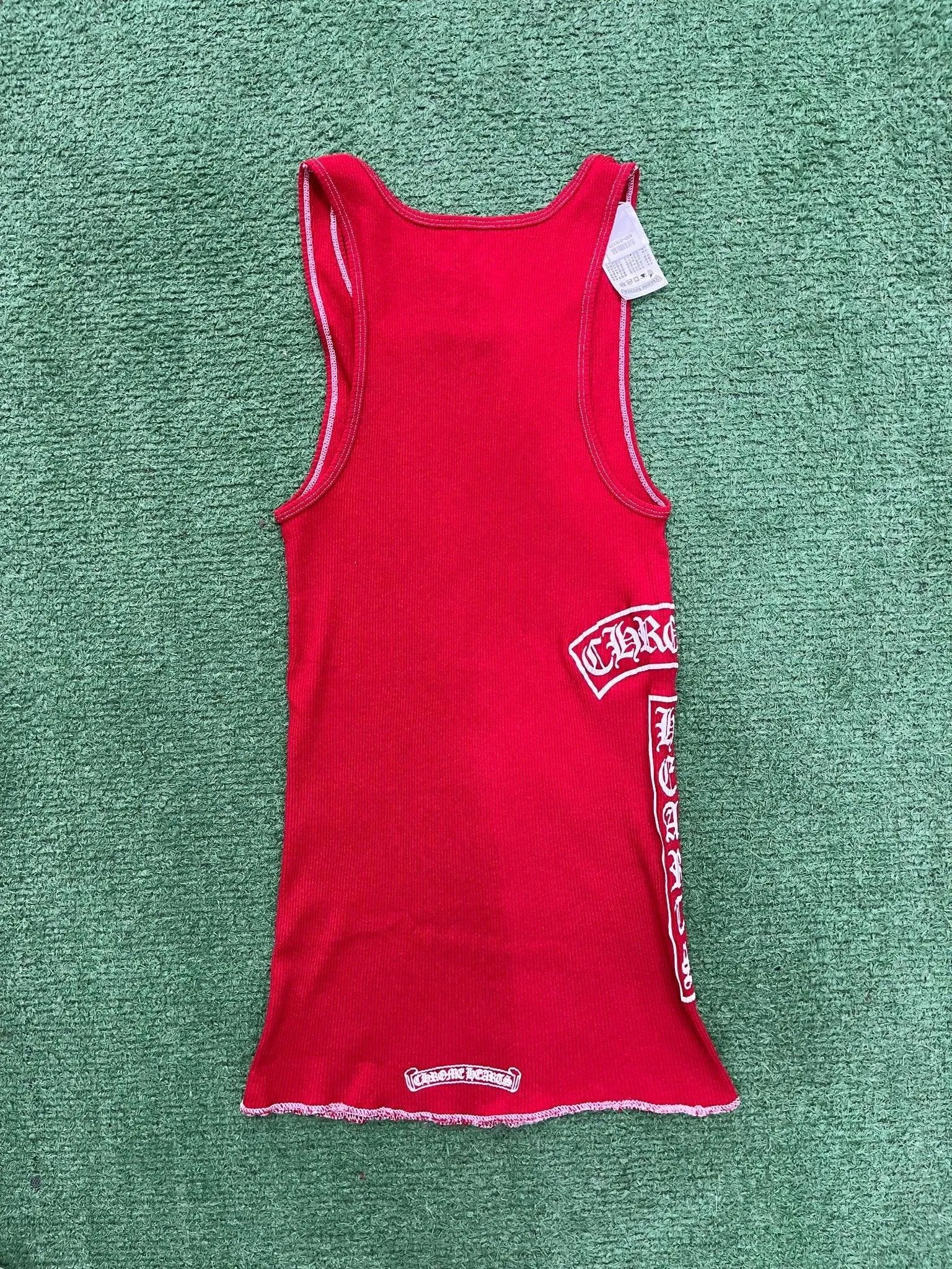 Chrome Hearts T-Bar Script Tank Top Red