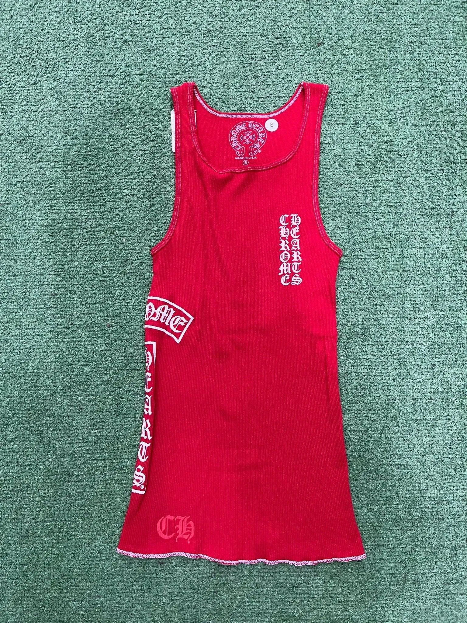 Chrome Hearts T-Bar Script Tank Top Red