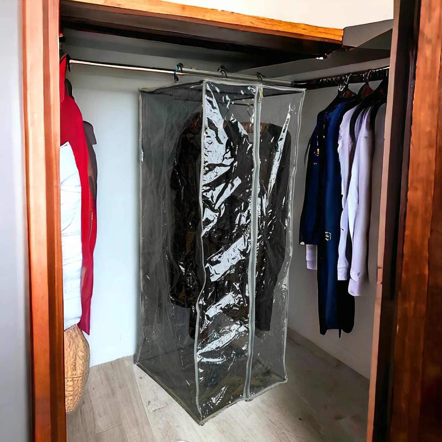 Clear Garment Hanging Closet Organizer (Texture)