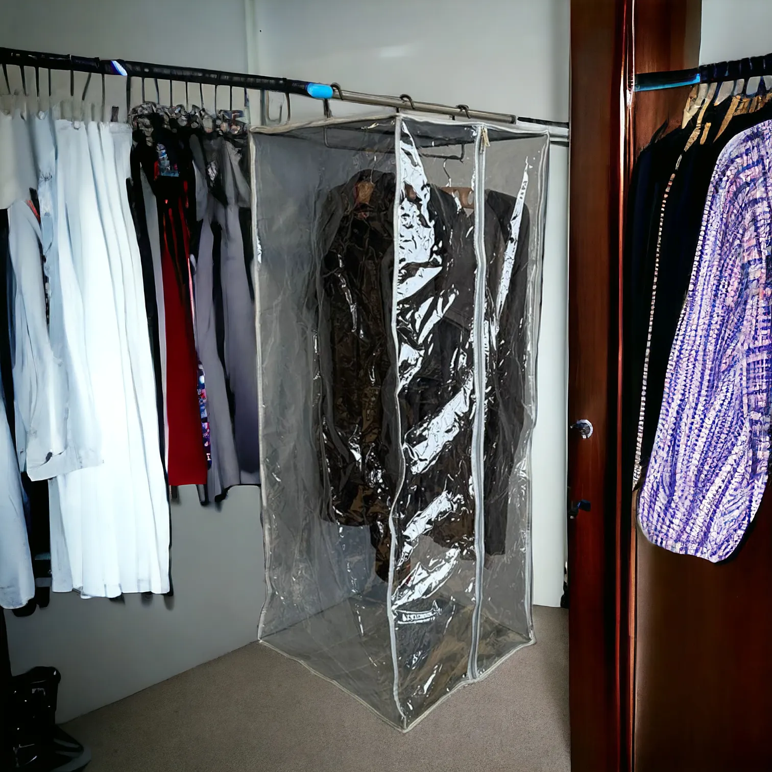 Clear Garment Hanging Closet Organizer (Texture)