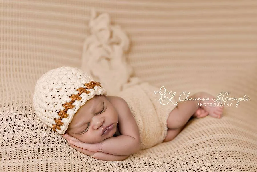 Cream Caramel Striped Cotton Hat