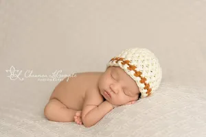 Cream Caramel Striped Cotton Hat