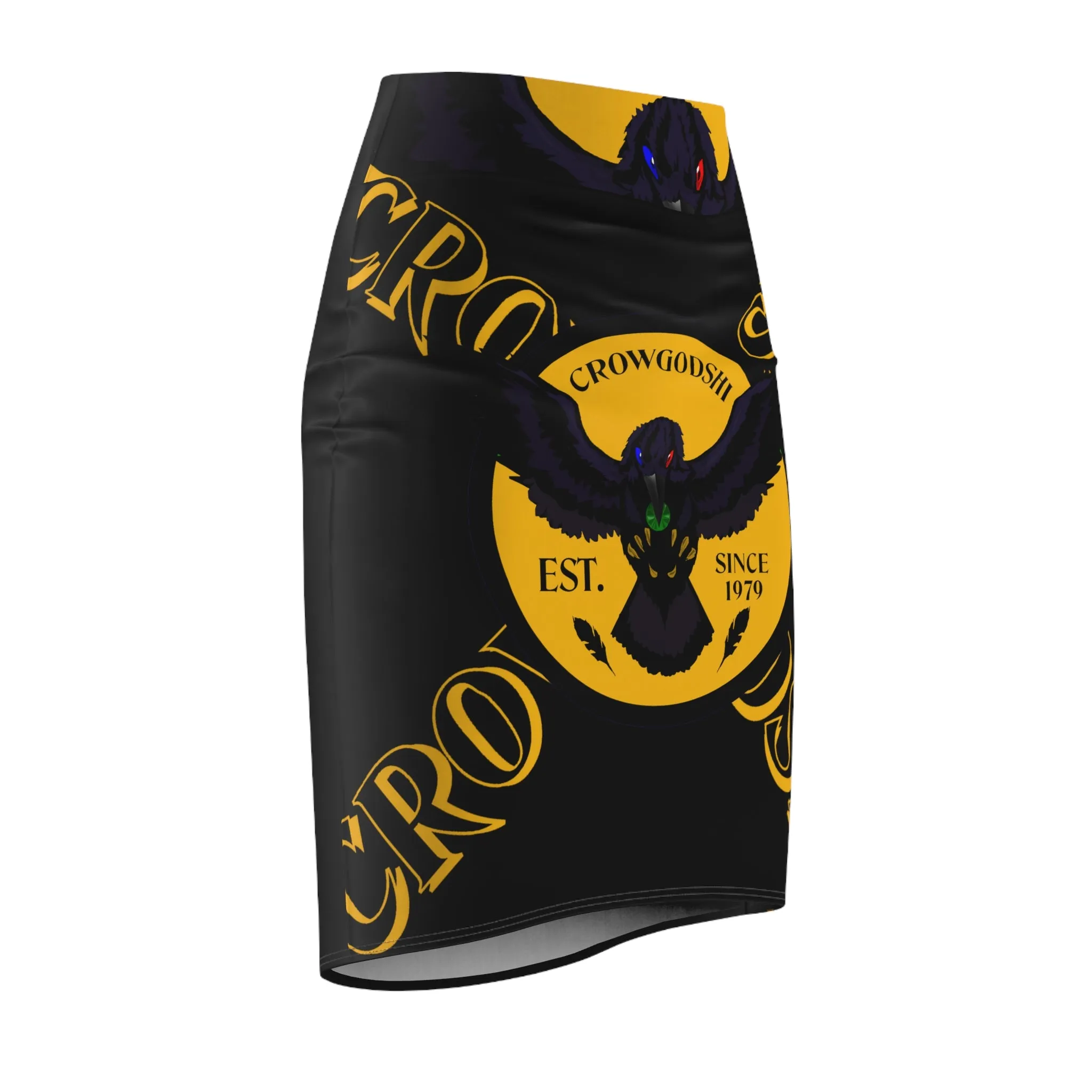 Crowgodshi First Generation Limited Edition Women's Pencil Skirt, GOLD LOGO