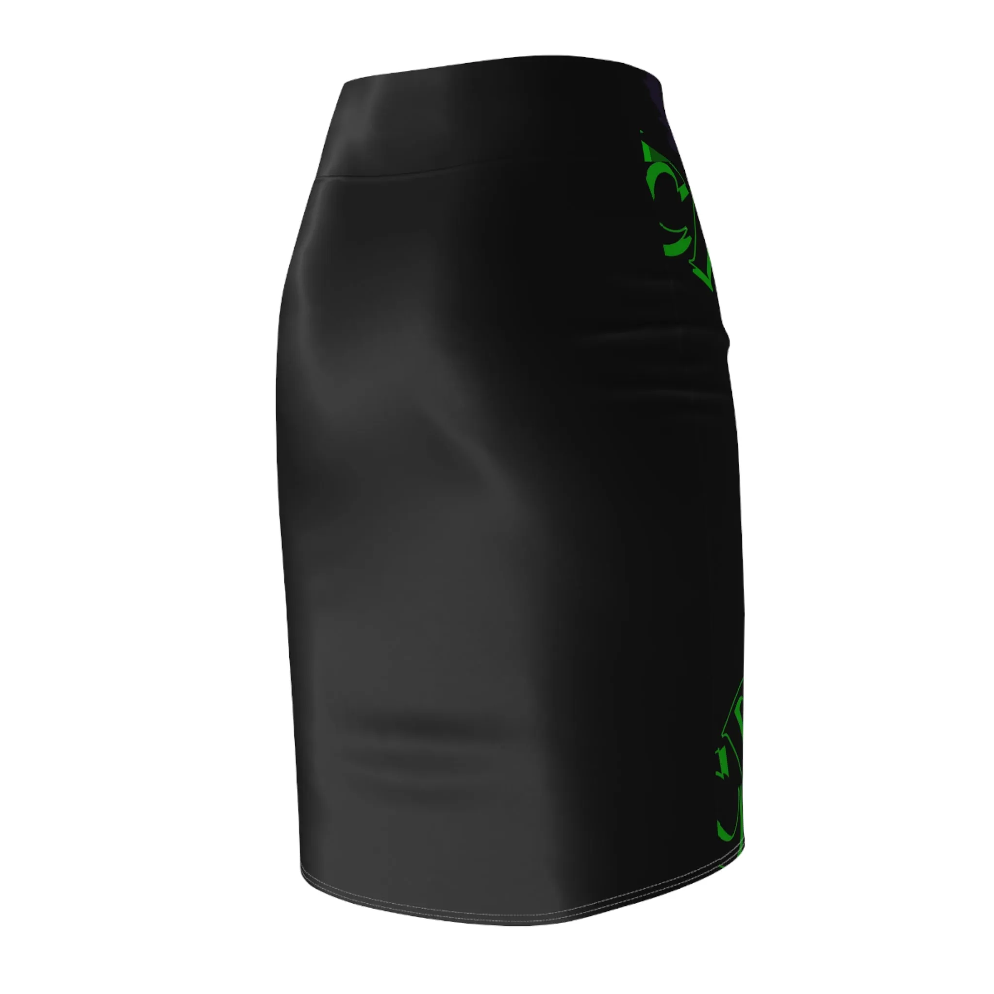 Crowgodshi First Generation Limited Edition Women's Pencil Skirt, GREEN LOGO