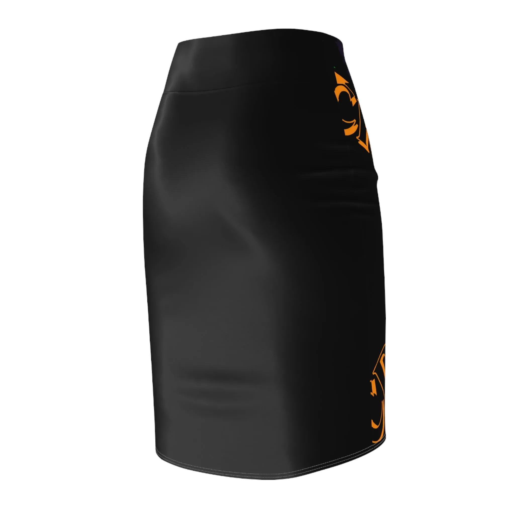 Crowgodshi First Generation Limited Edition Women's Pencil Skirt, ORANGE LOGO