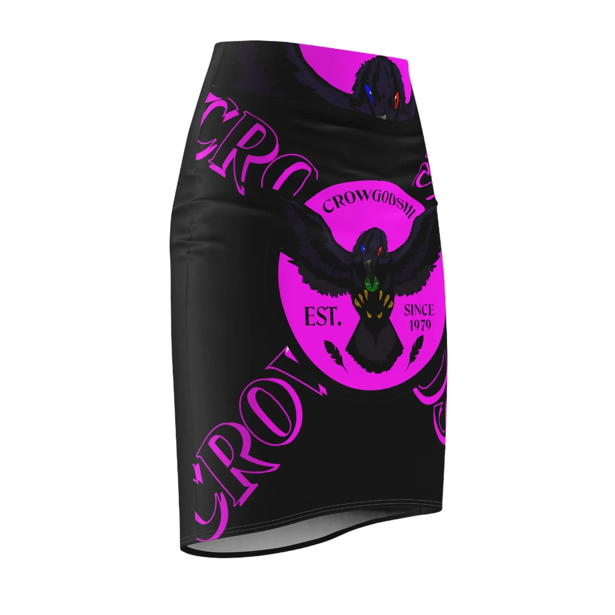 Crowgodshi First Generation Limited Edition Women's Pencil Skirt, PINK LOGO