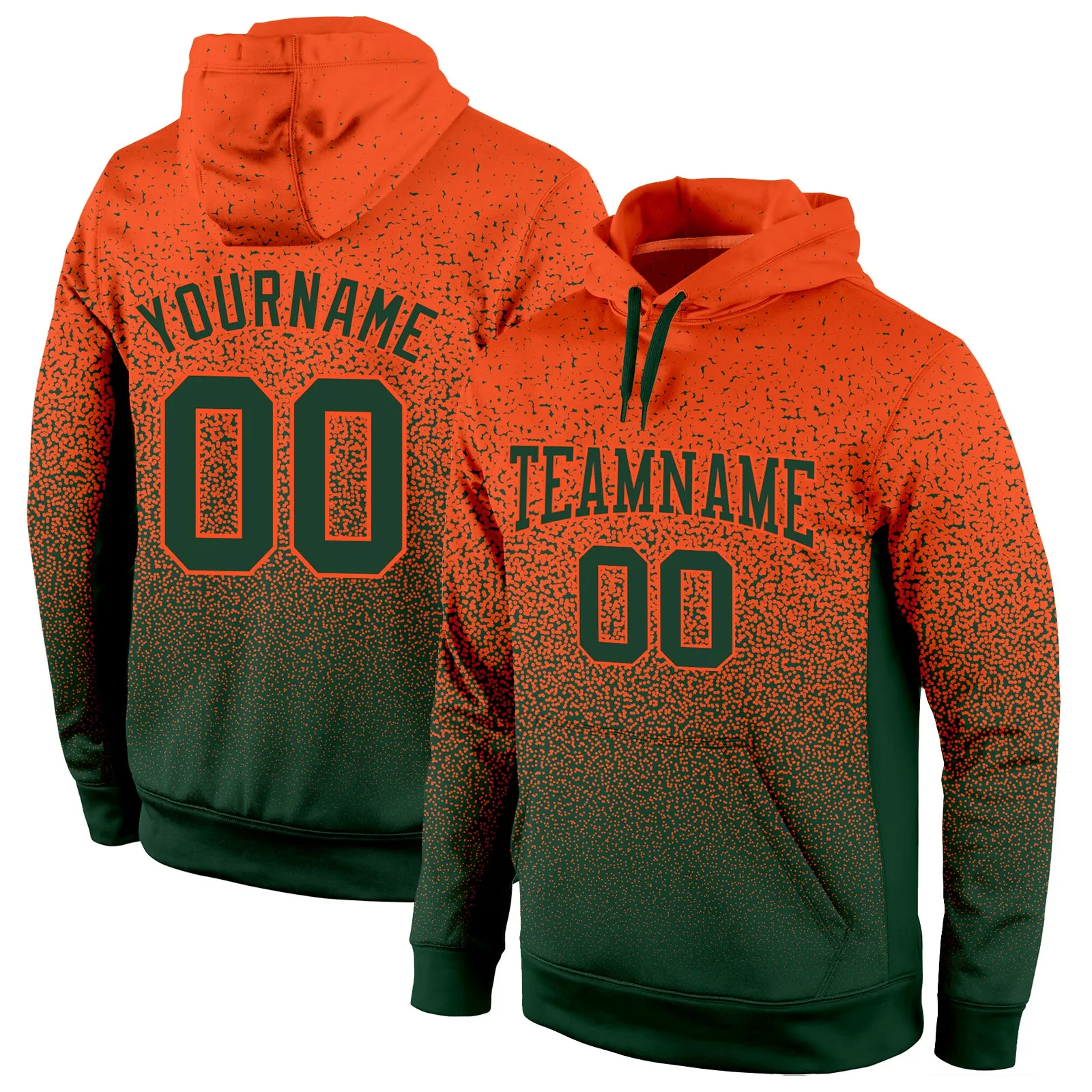 Custom Stitched Orange Green Fade Fashion Sports Pullover Sweatshirt Hoodie