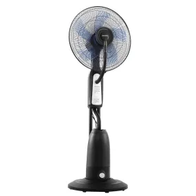 Devanti Mist Fan Pedestal Fans Cool Water Spray Timer Remote 5 Blades Black and Silver