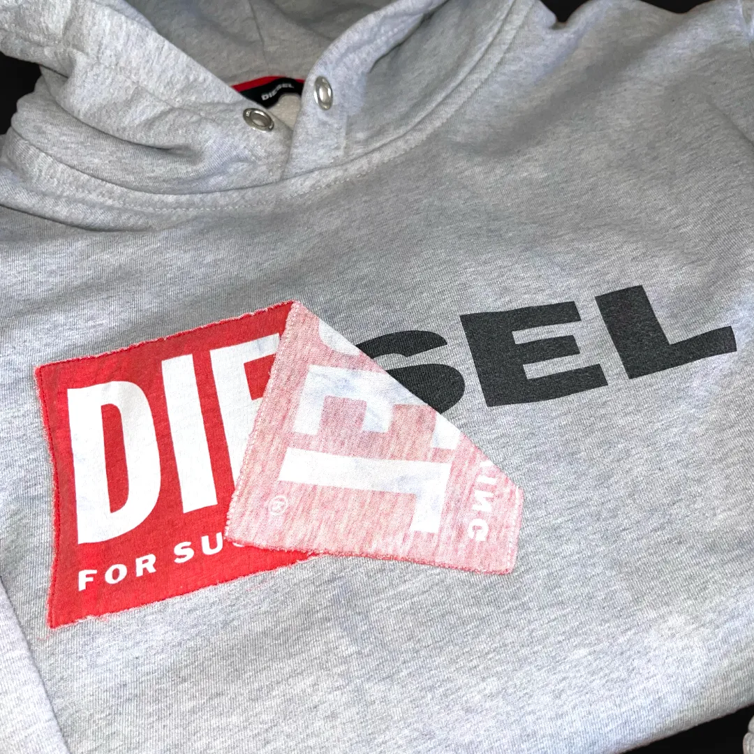 Diesel Grey Iconic Pullover Hoodie | Y2K Vibes, XS