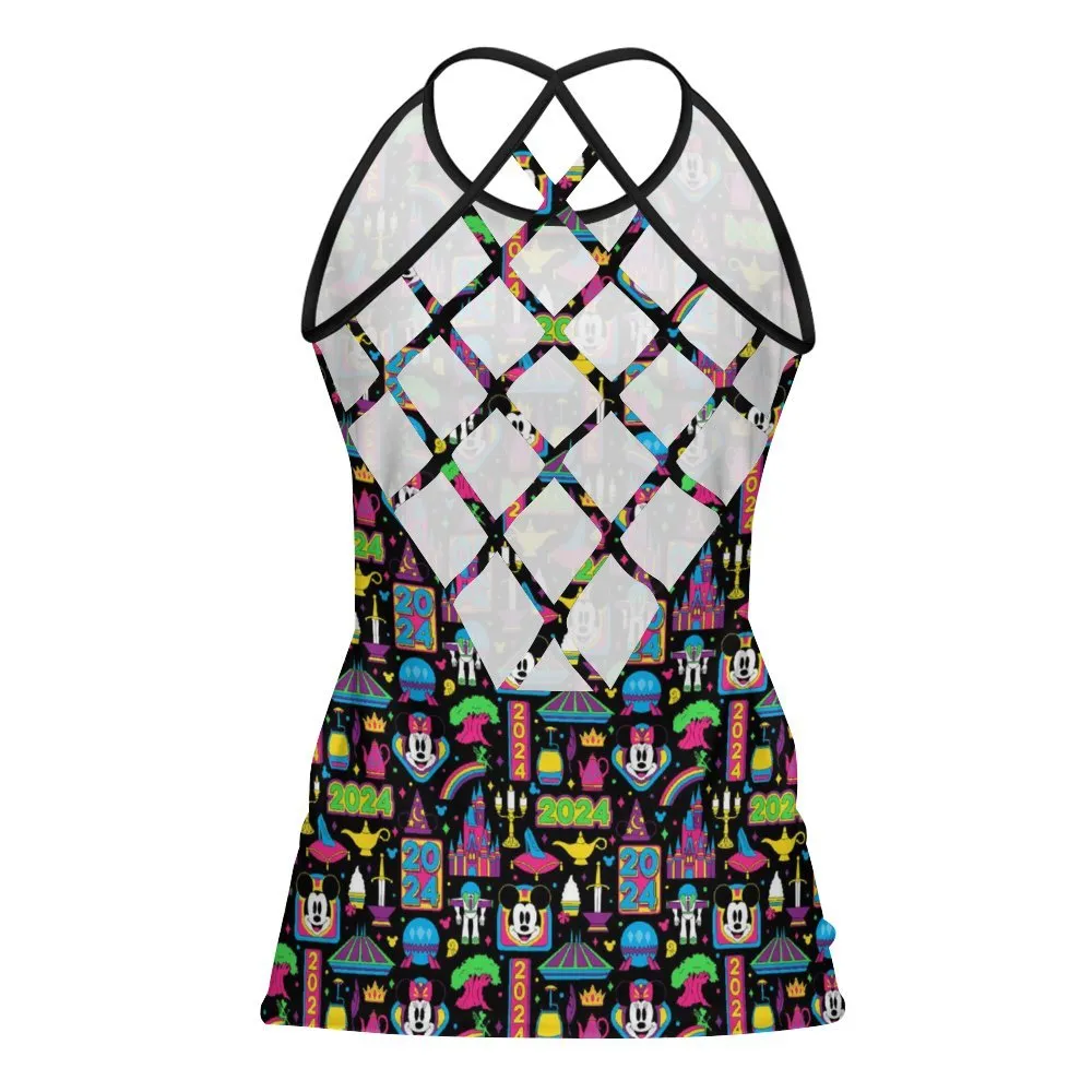 Disney 2024 Dark Women's Criss-Cross Open Back Tank Top