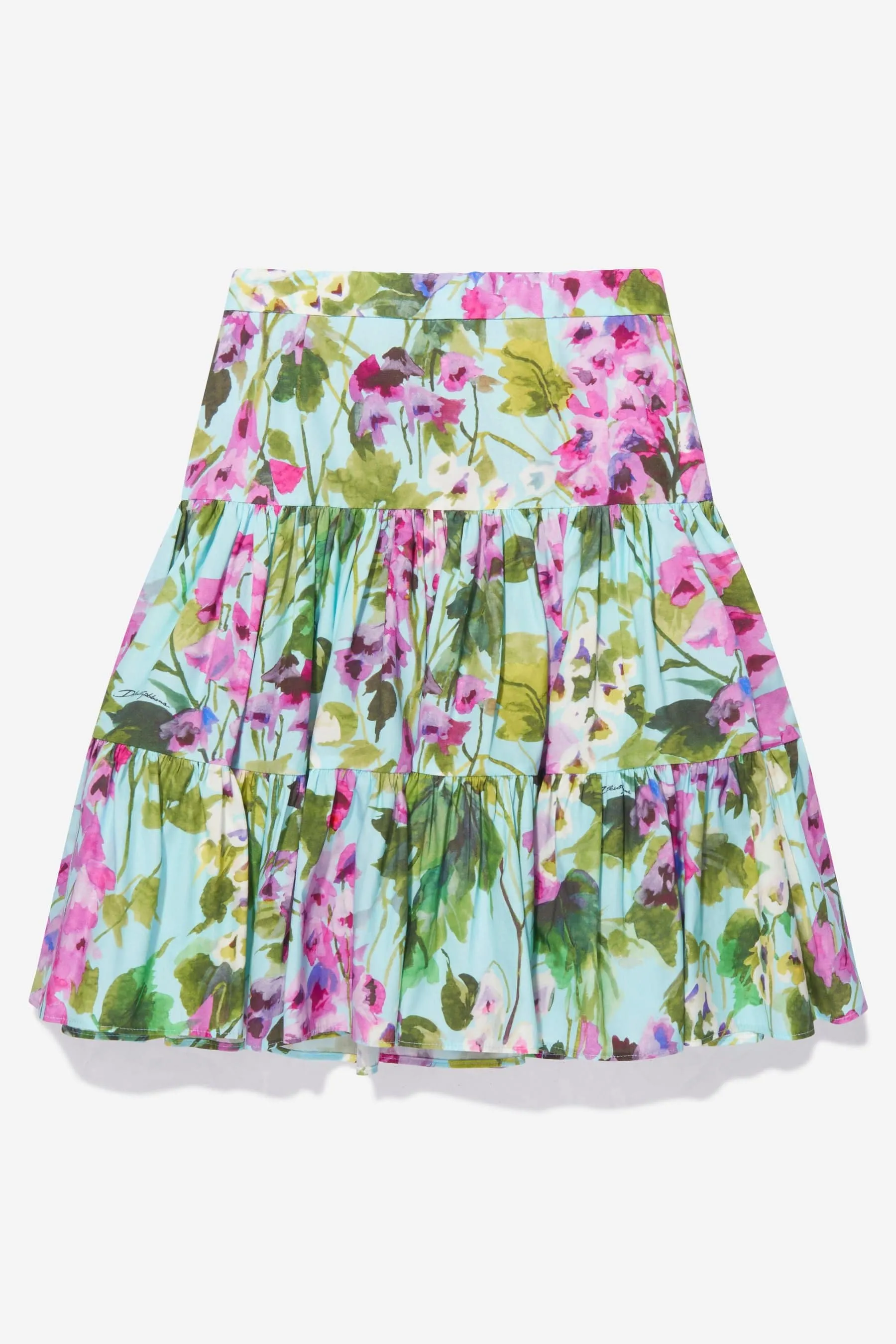 Dolce & Gabbana Girls Cotton Bellflower Print Skirt