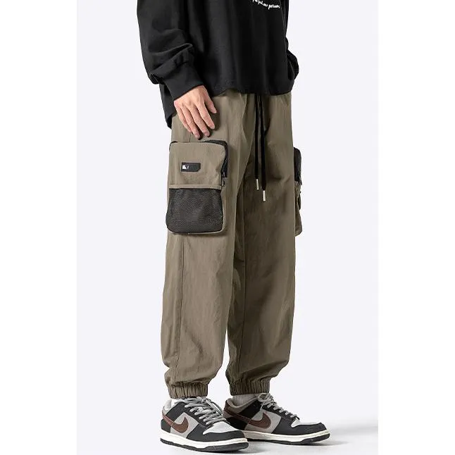 Drawstring Hem Elasticity Tapered Thin Loose Fit Cargo Pants