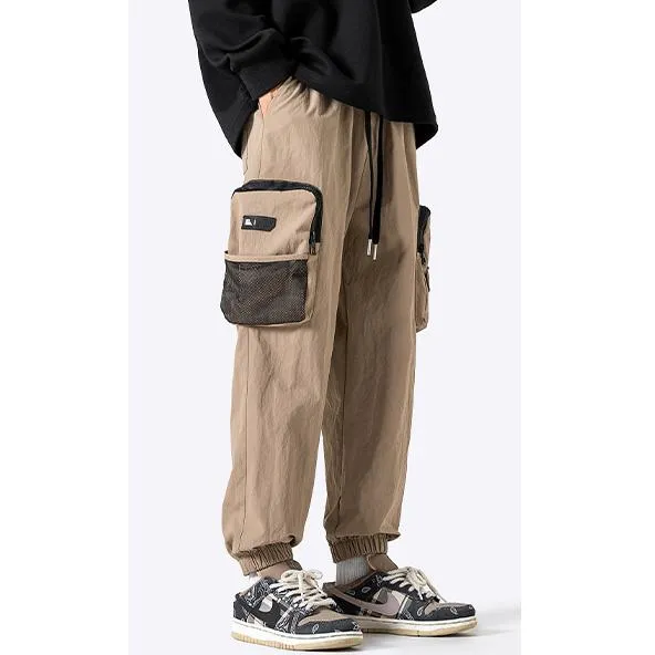 Drawstring Hem Elasticity Tapered Thin Loose Fit Cargo Pants