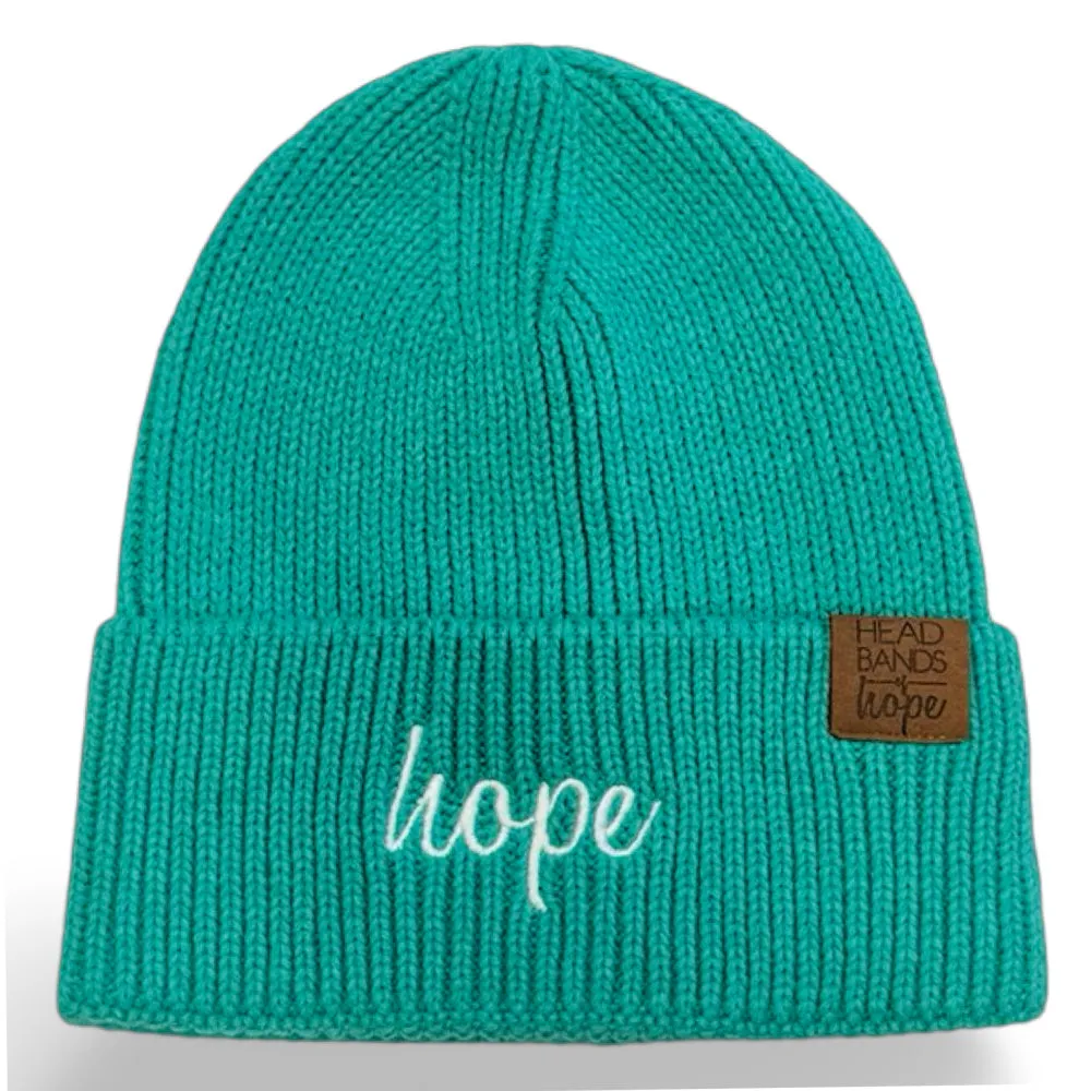 Embroidered Beanie - Teal   White Hope