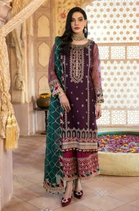 Embroidered Purple Salwar Kameez with Culottes #PF332