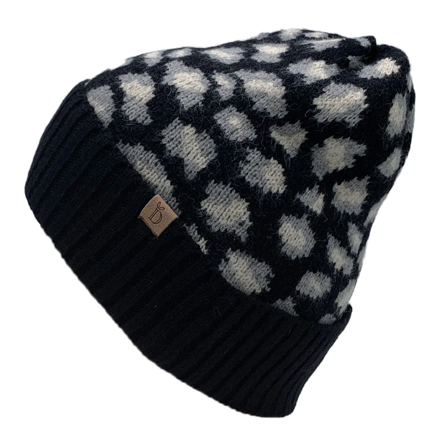 Empire Cove Winter Set Knit Ribbed Leopard Cuff Beanie and Touch Screen Gloves Gift Set