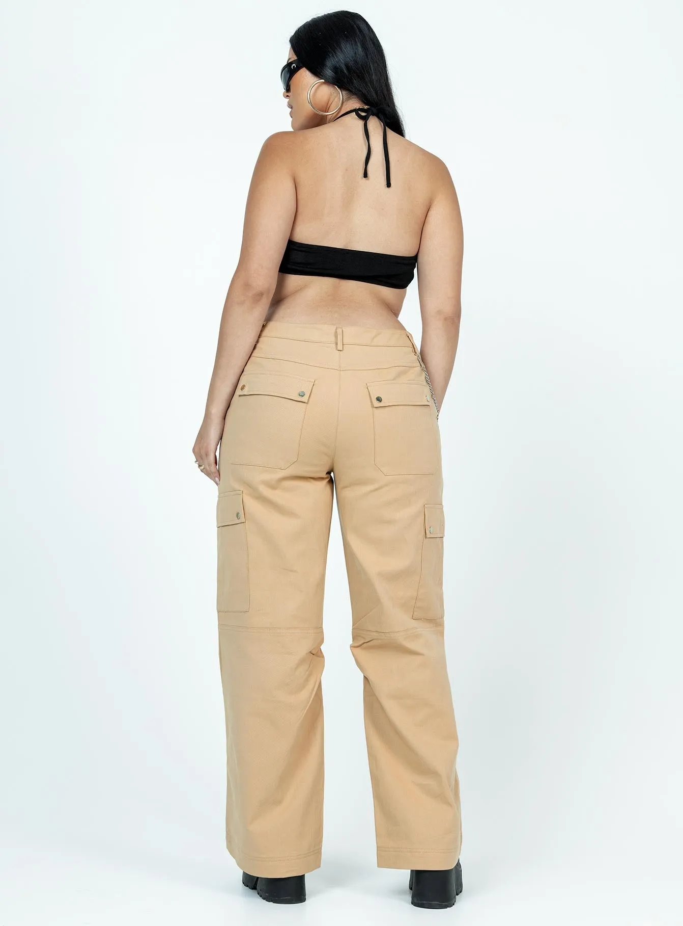 Fallout Mid Rise Cargo Pants Beige