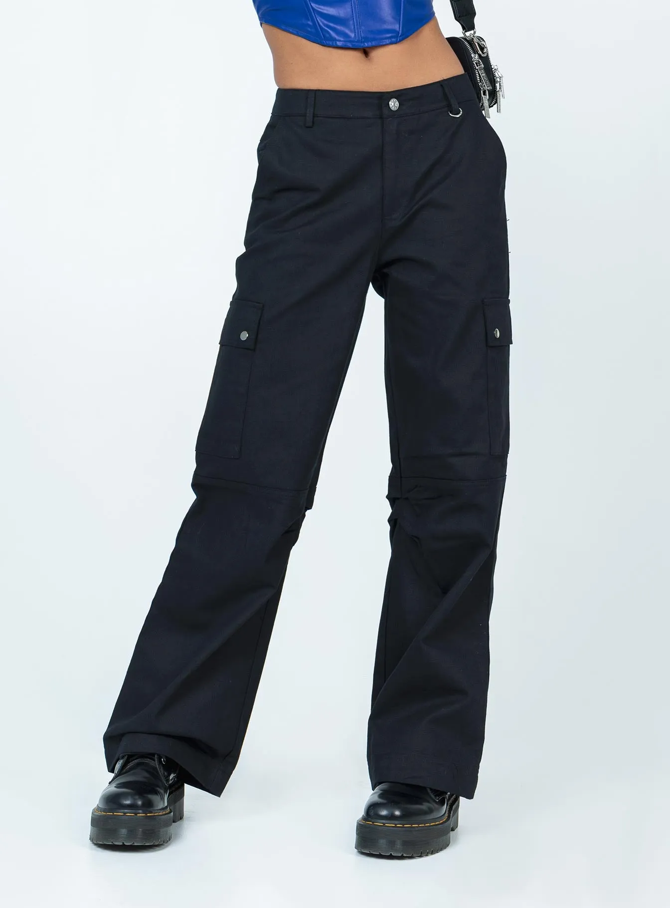 Fallout Mid Rise Cargo Pants Black