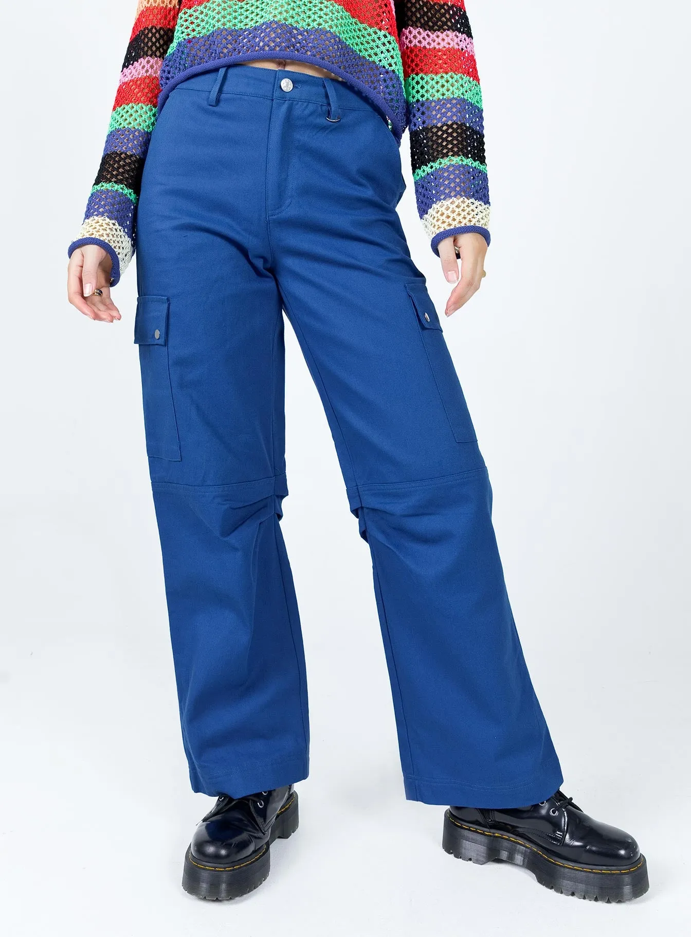 Fallout Mid Rise Cargo Pants Blue