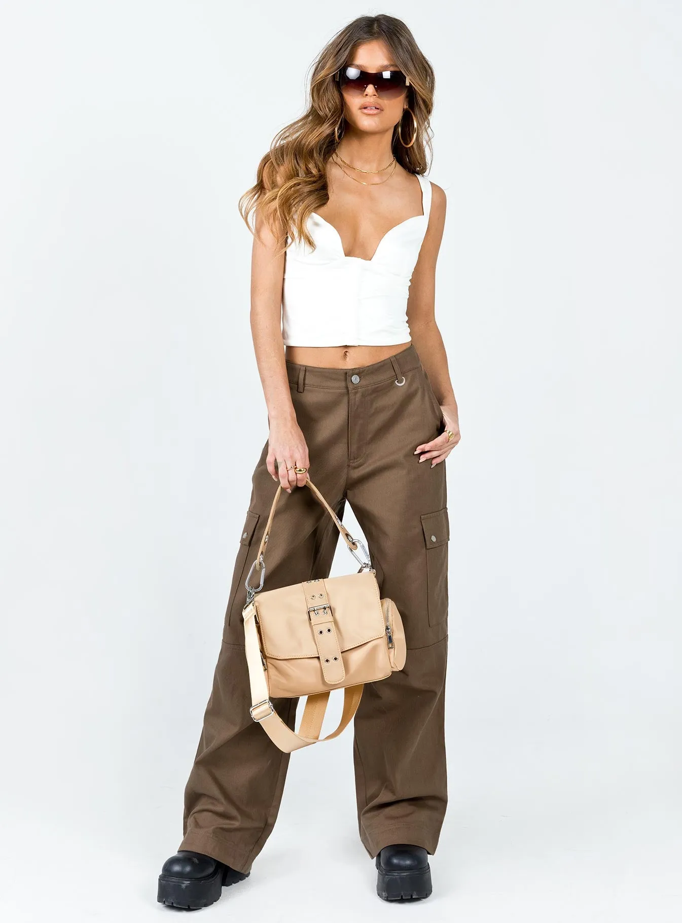 Fallout Mid Rise Cargo Pants Brown