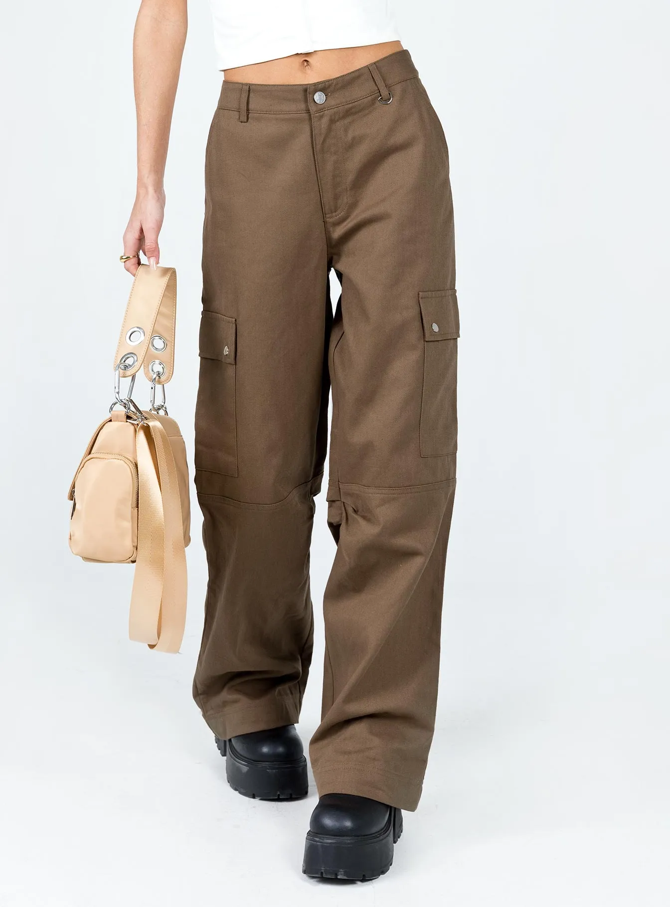 Fallout Mid Rise Cargo Pants Brown