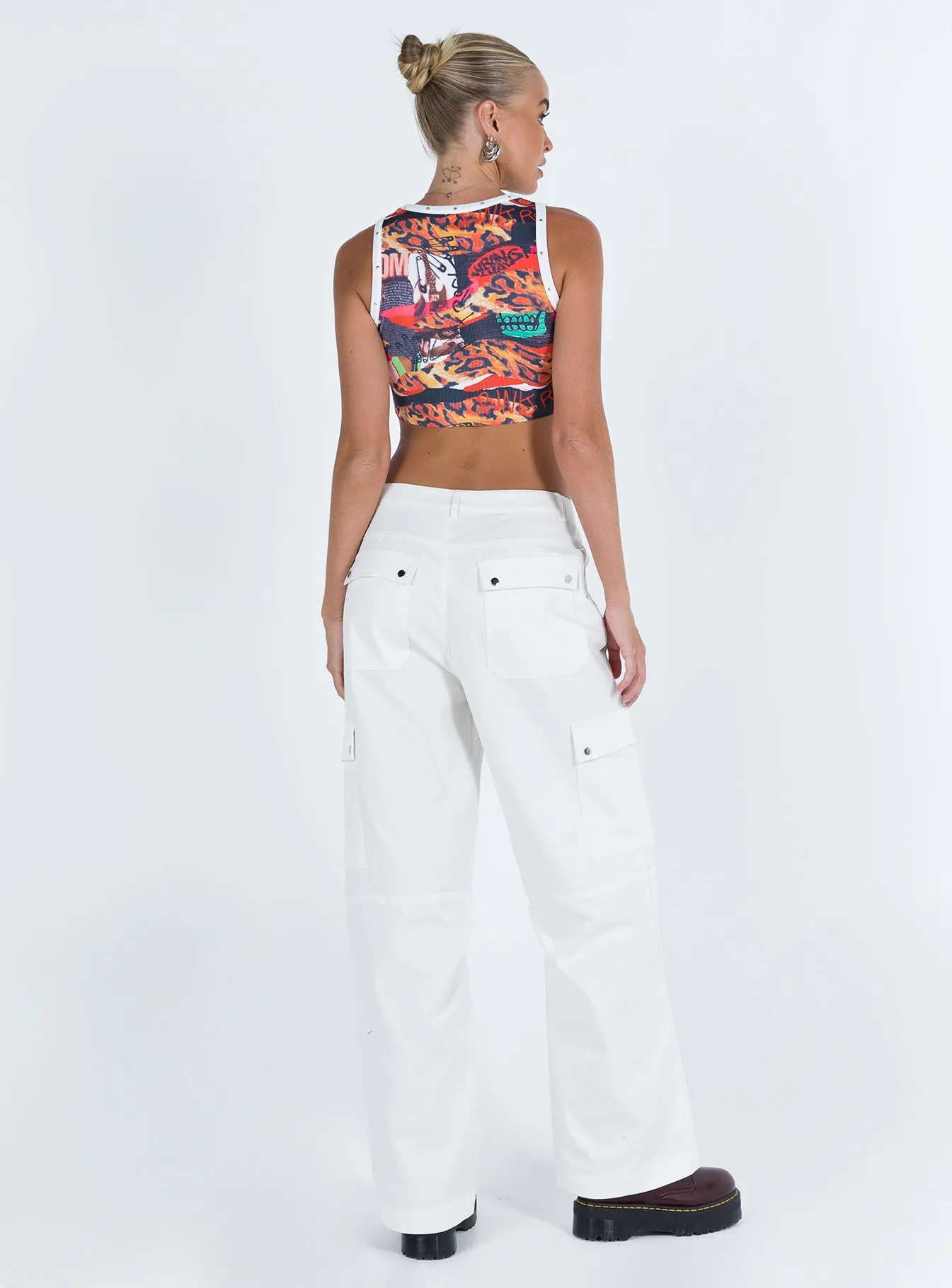 Fallout Mid Rise Cargo Pants White Tall