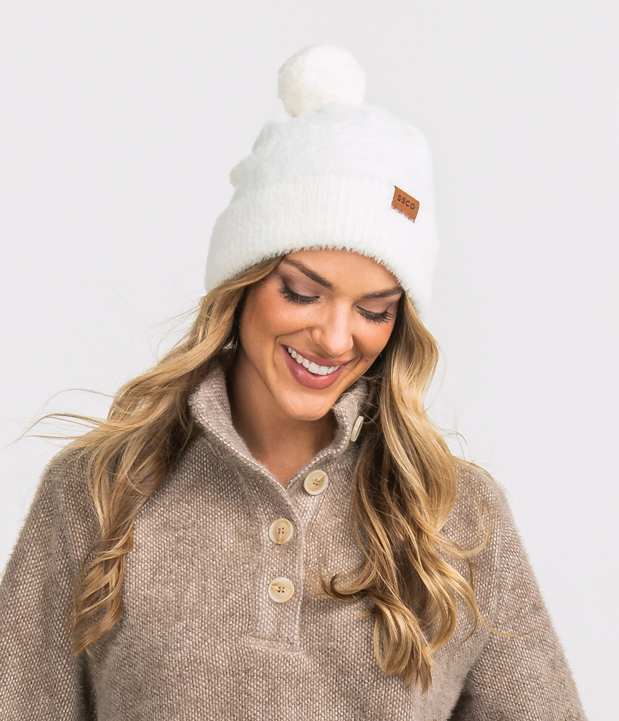 Feather Knit Beanie - Off White