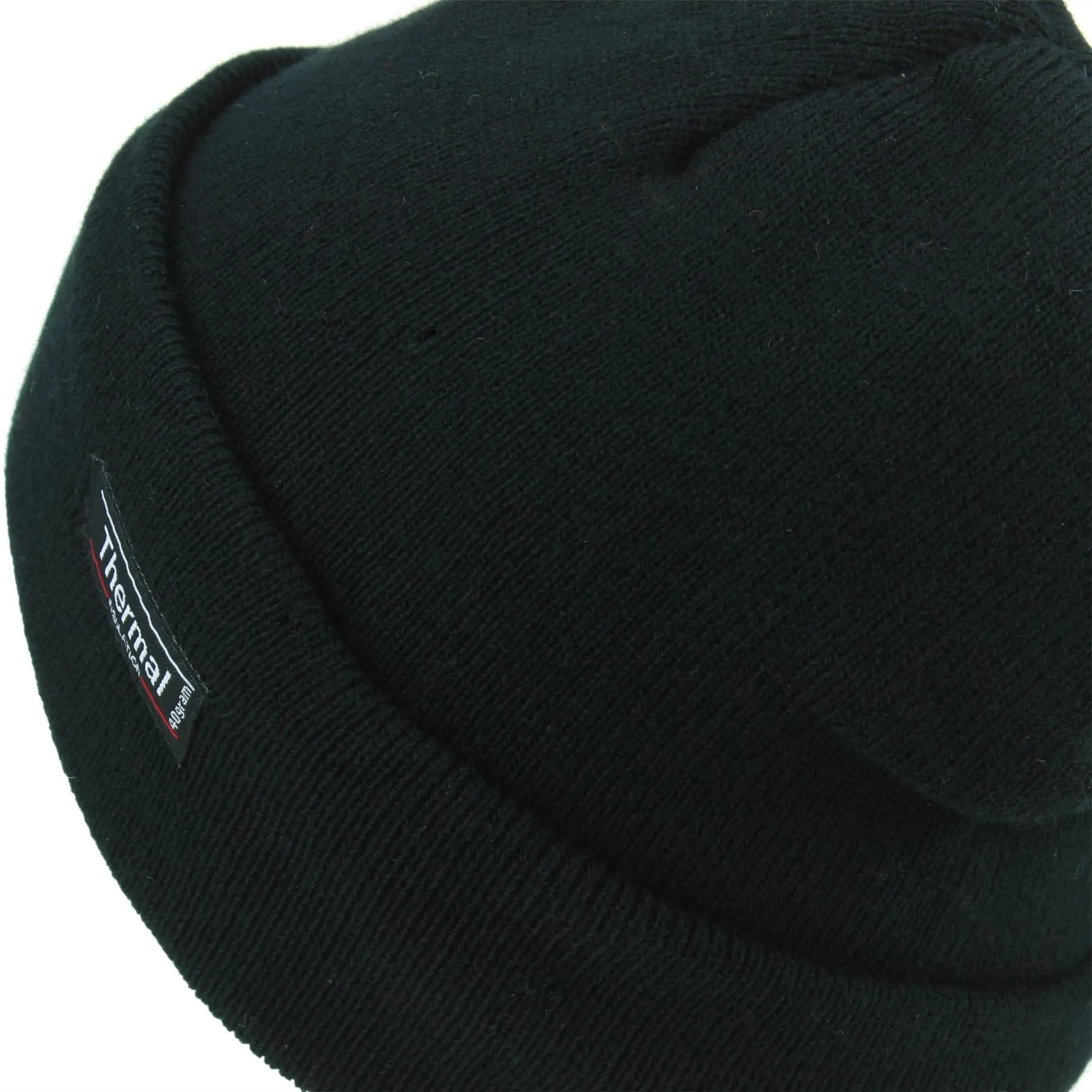 Fine Knit Beanie Hat - Black