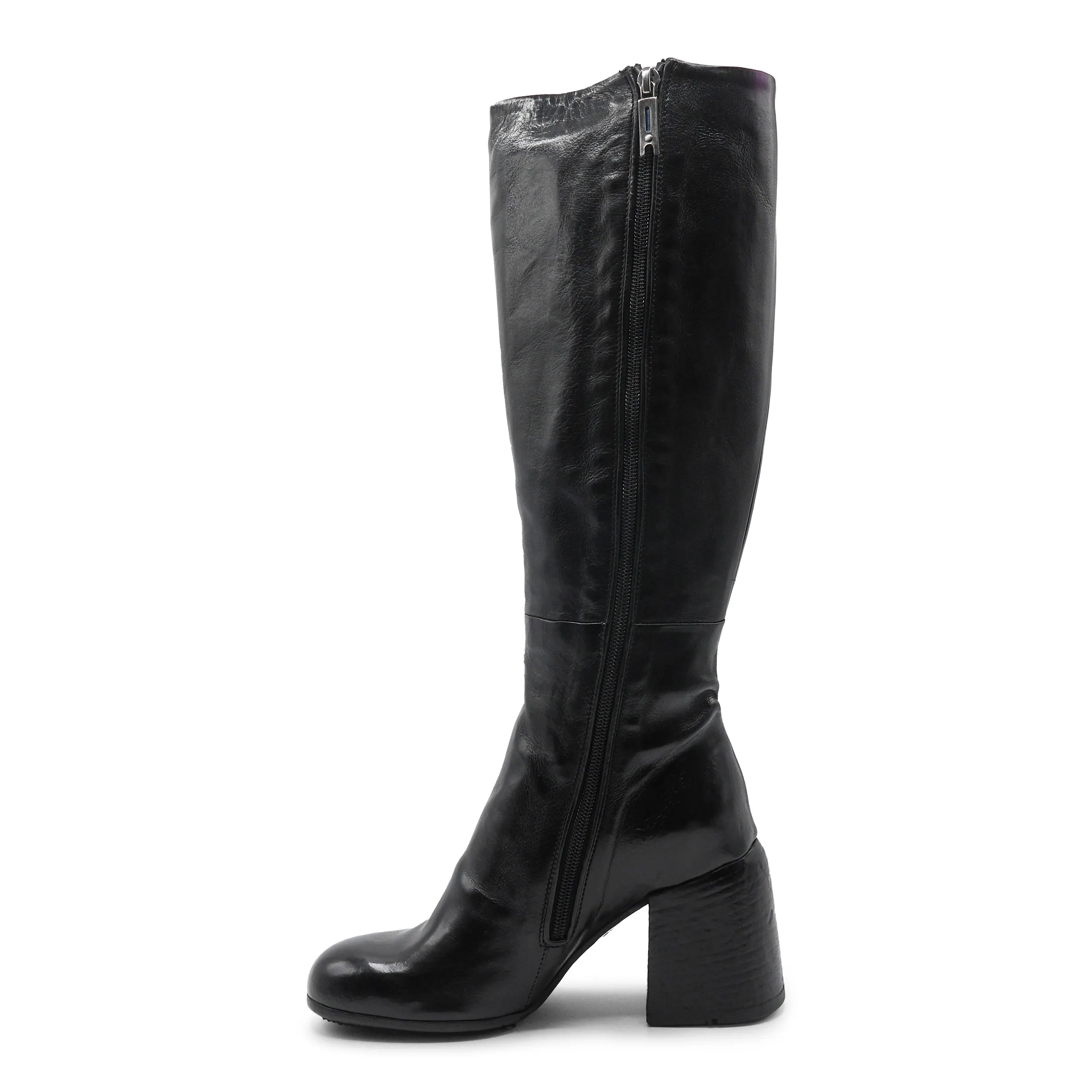 FPOIA - Black Knee High Leather Boot