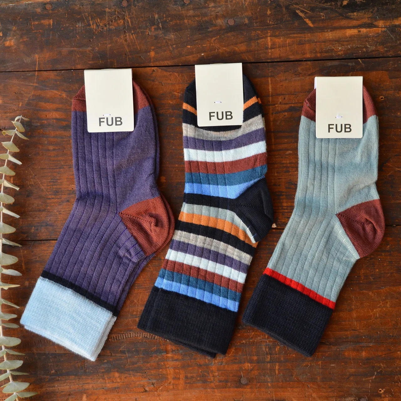 FUB Merino Wool Socks - Fine Colourblock Knit (Kids)