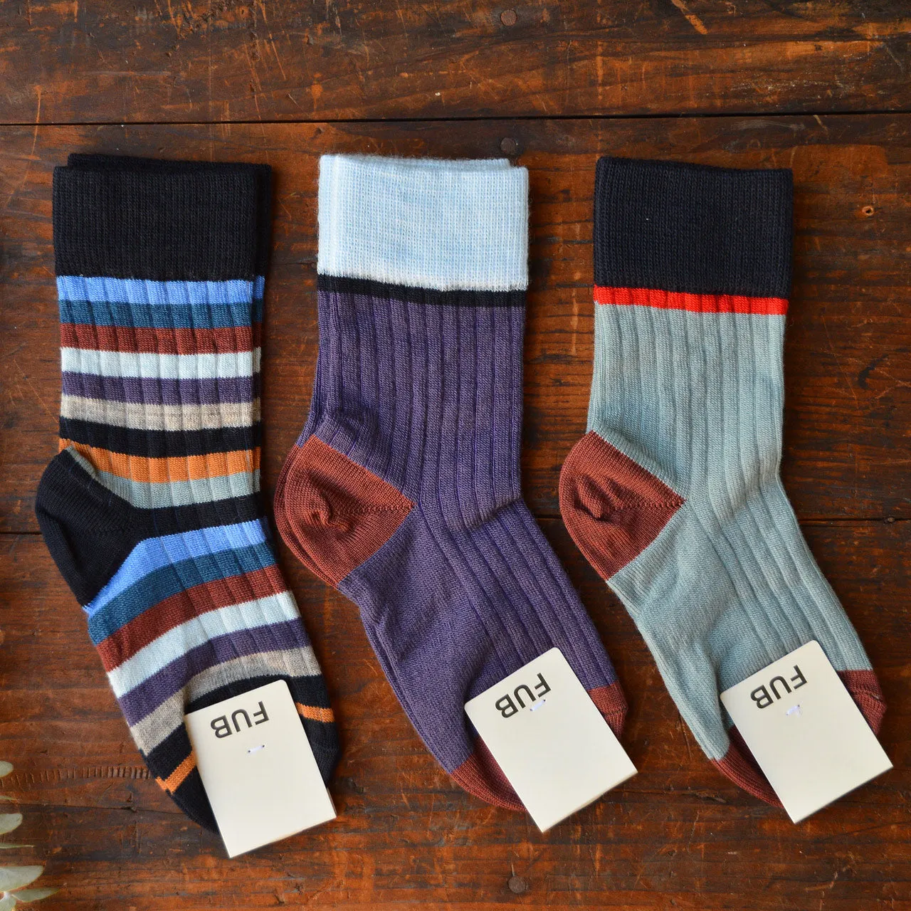 FUB Merino Wool Socks - Fine Colourblock Knit (Kids)