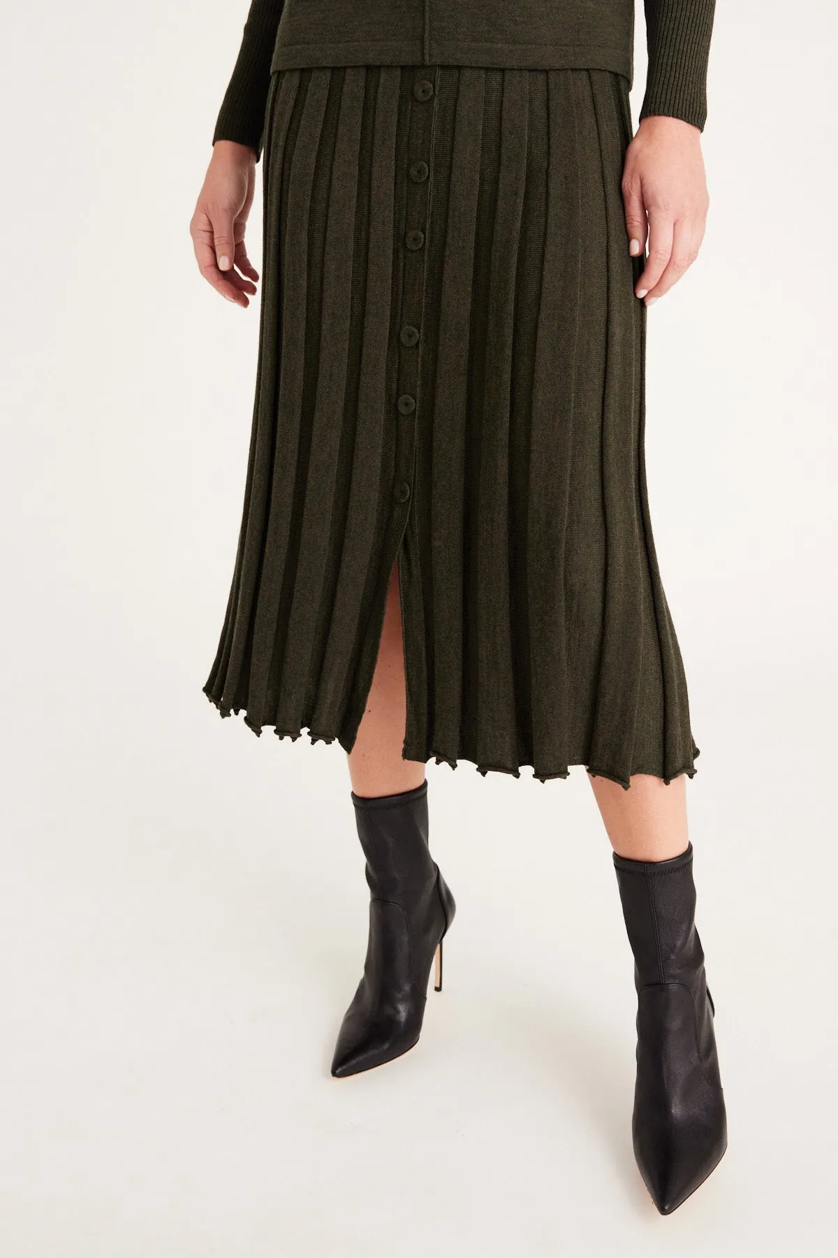 Geneva Merino Skirt - Khaki