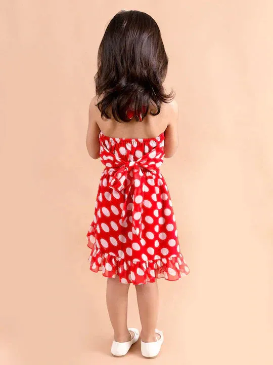 Girls Red White Printed Top With Skirt - Ps Peaches