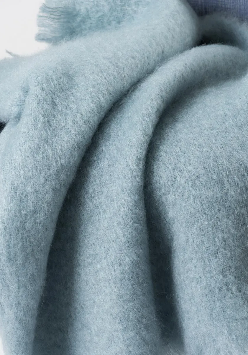 Glacier Blue Mohair Throw Blanket