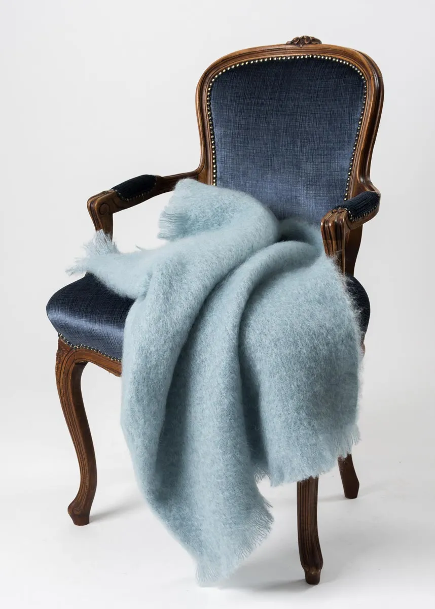 Glacier Blue Mohair Throw Blanket