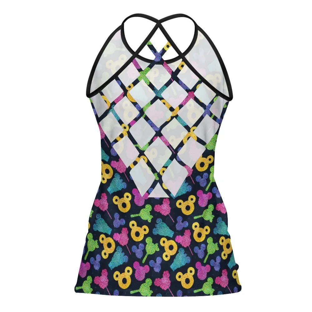 Glitter Park Snacks Women's Criss-Cross Open Back Tank Top