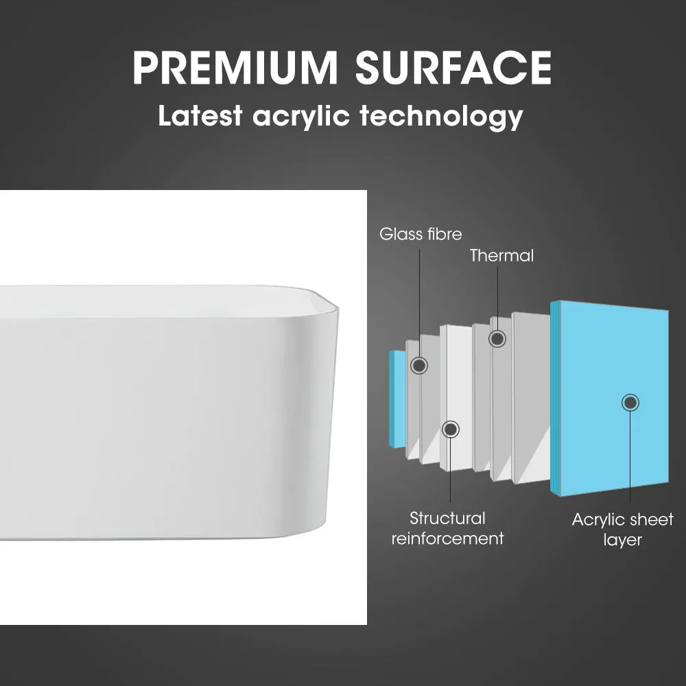 Gloss Acrylic Freestanding Bathtub with Stainless Frame - Marbella