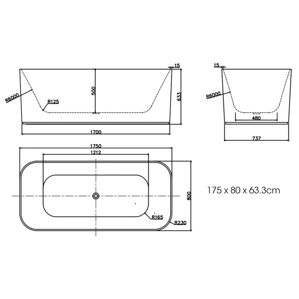 Gloss Acrylic Freestanding Bathtub with Stainless Frame - Marbella