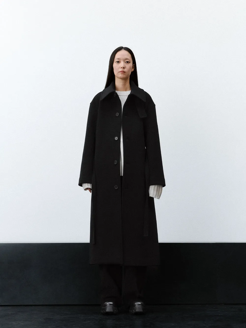 GRACE WOOL BALMACAAN LONG COAT (BLACK)