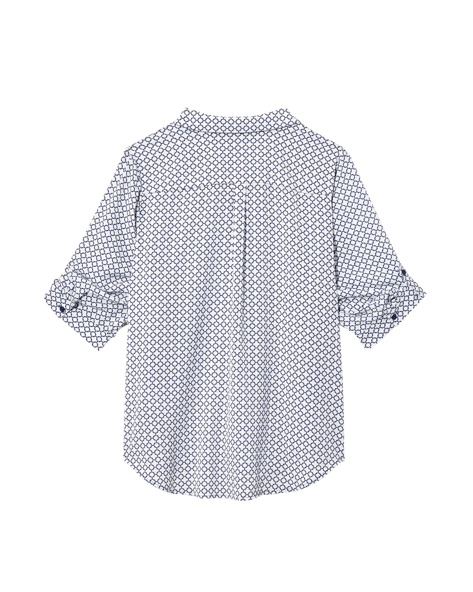 Gracia 3/4 Sleeve Button Down | Azure Blue / White