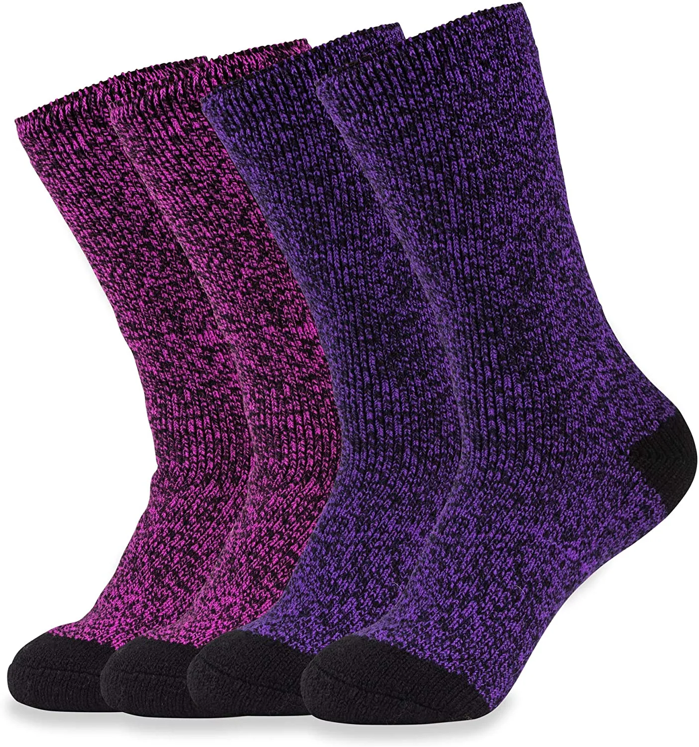 Hot Feet Women's 4 Pairs Heavy Thermal Socks - Thick Insulated Crew for Cold Winter Weather; Shoe Size 4-10.5