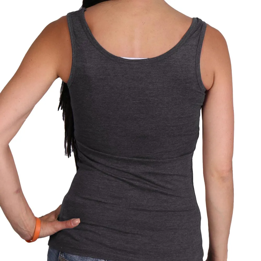 Hot Leathers GLC2378 Skull Bandana Tank Top Shirt with Rhinestones in Heather Charcoal Color