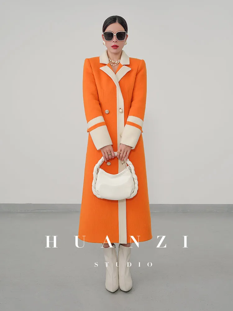 Huanzi custom high-grade orange double-sided cashmere wool autumn winter coat - Cirre