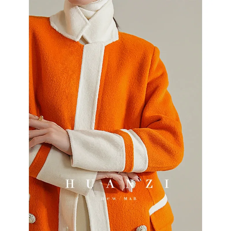 Huanzi custom high-grade orange double-sided cashmere wool autumn winter coat - Cirre