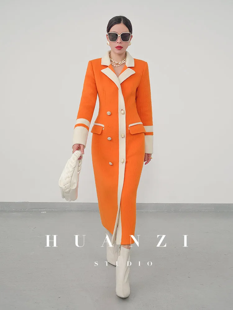 Huanzi custom high-grade orange double-sided cashmere wool autumn winter coat - Cirre