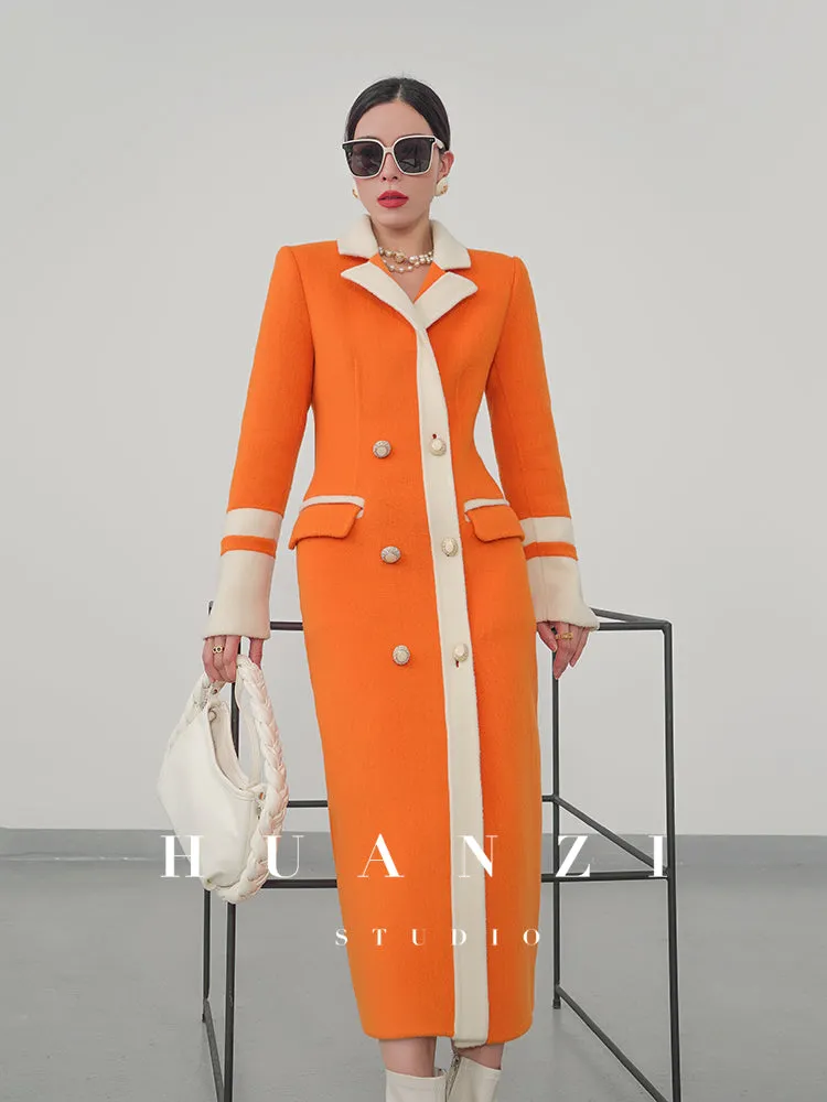 Huanzi custom high-grade orange double-sided cashmere wool autumn winter coat - Cirre