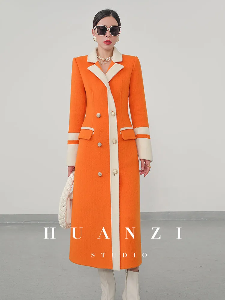 Huanzi custom high-grade orange double-sided cashmere wool autumn winter coat - Cirre