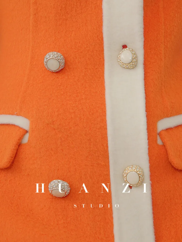 Huanzi custom high-grade orange double-sided cashmere wool autumn winter coat - Cirre