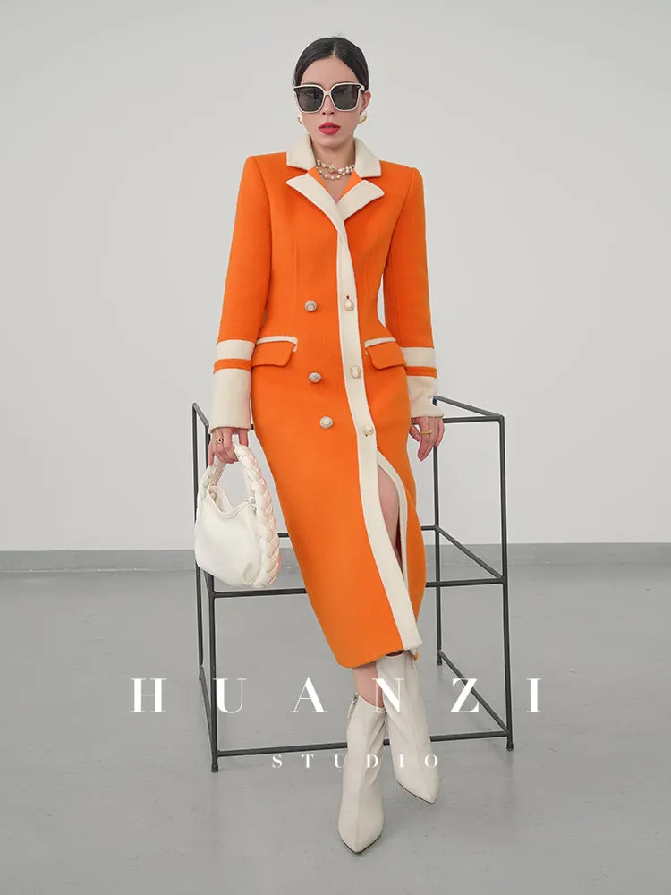 Huanzi custom high-grade orange double-sided cashmere wool autumn winter coat - Cirre