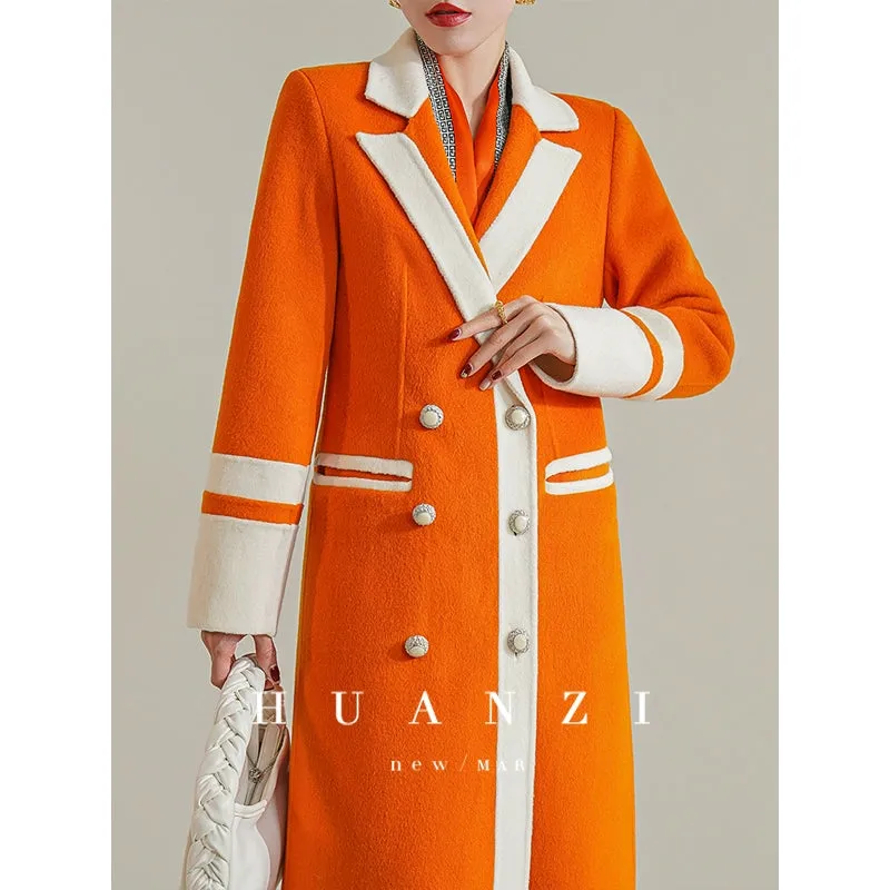 Huanzi custom high-grade orange double-sided cashmere wool autumn winter coat - Cirre